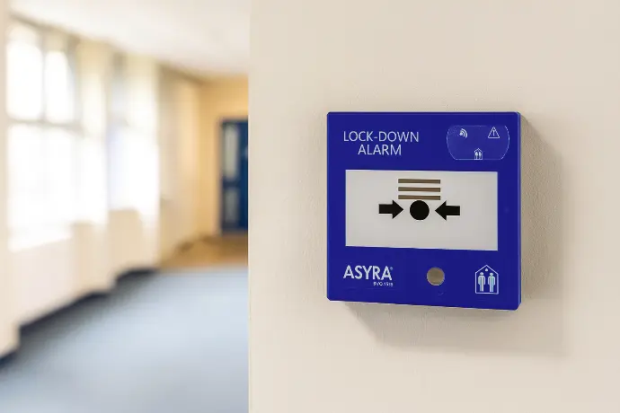 ASYRA Call Point in a school hallway