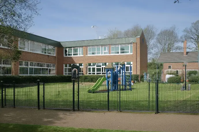 school grounds with a play area